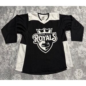 Troy Queen City Royals Hockey Jersey Black White Youth L XL
